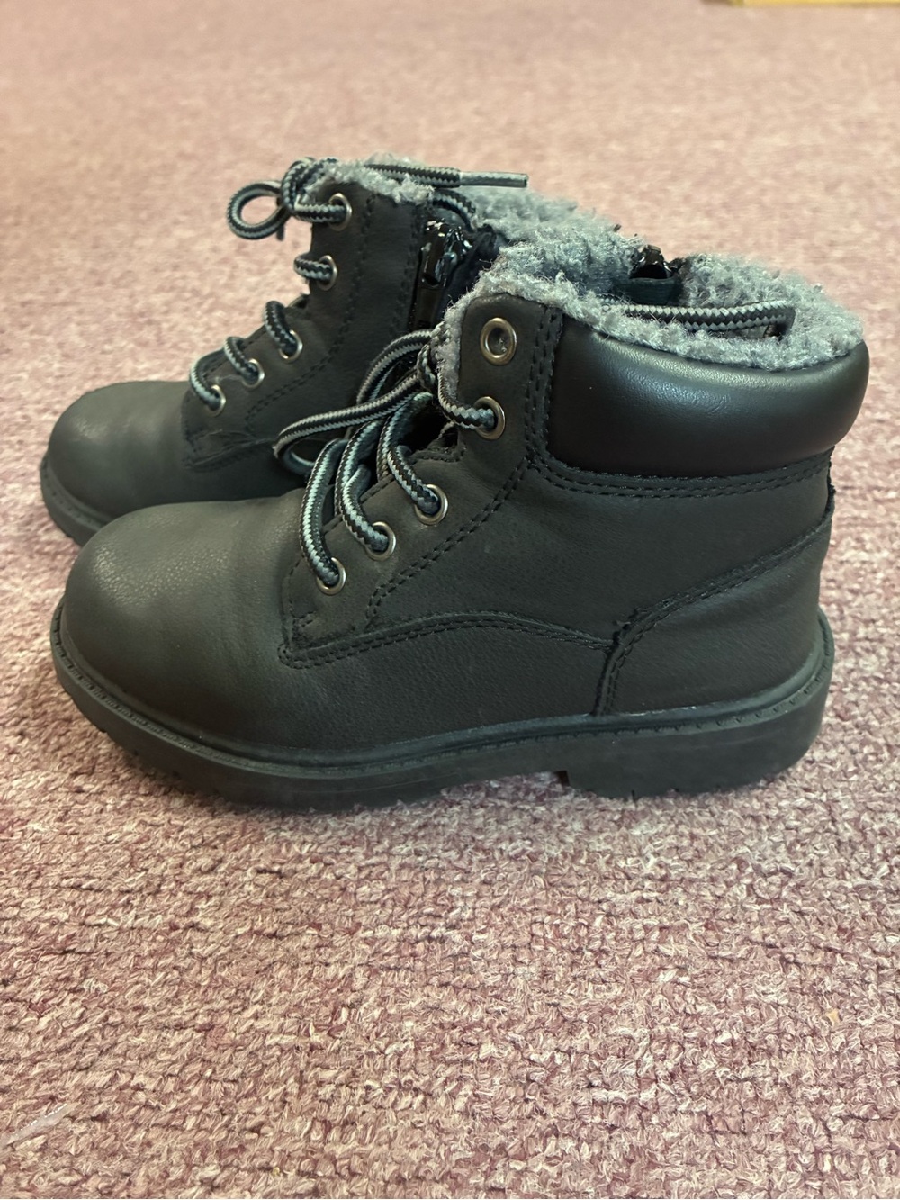 Falls Creek Black Faux-Fur Lined Kids Boots